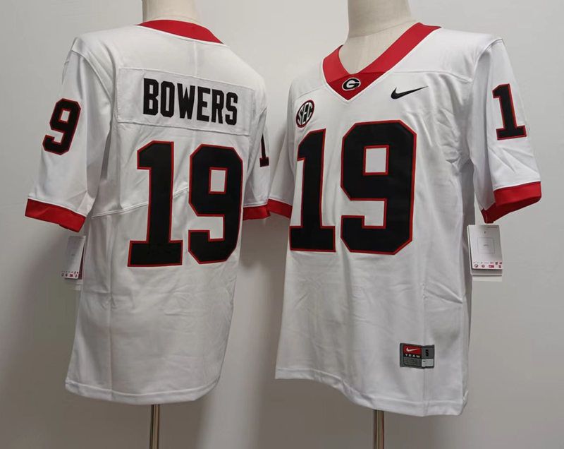 Men Georgia Bulldogs #19 Bowers White 2024 Nike Vapor NCAA Jersey style 1